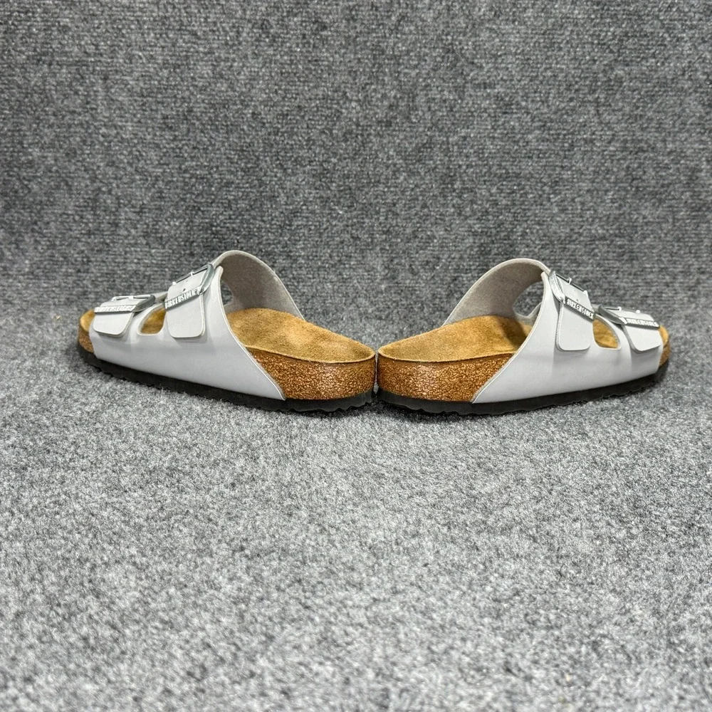 Birkenstock‎ Arizona Slide Sandals Women's 9 Grey Patent Leather Slip On Buckle